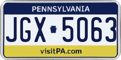 PA license plate JGX5063
