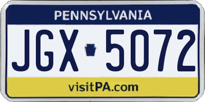 PA license plate JGX5072