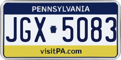 PA license plate JGX5083