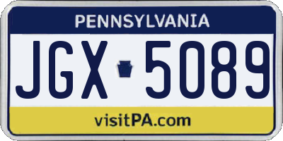 PA license plate JGX5089