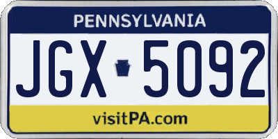 PA license plate JGX5092
