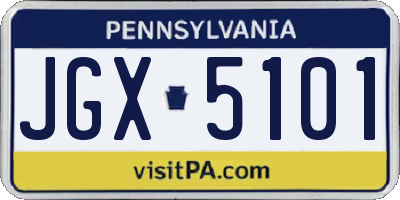 PA license plate JGX5101