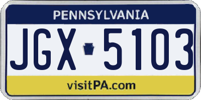 PA license plate JGX5103