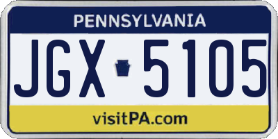 PA license plate JGX5105