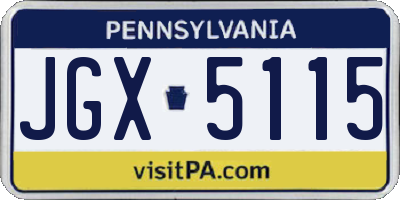 PA license plate JGX5115