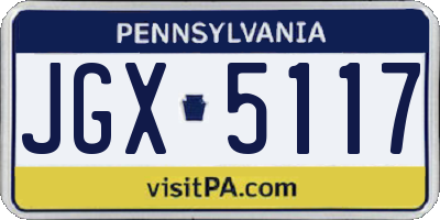 PA license plate JGX5117