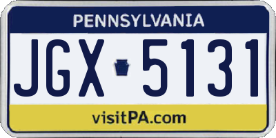 PA license plate JGX5131