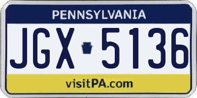 PA license plate JGX5136