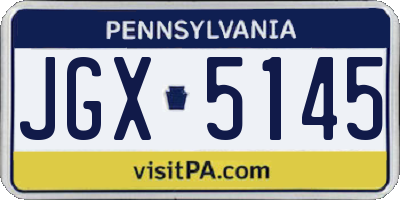 PA license plate JGX5145