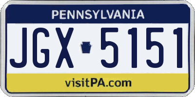 PA license plate JGX5151