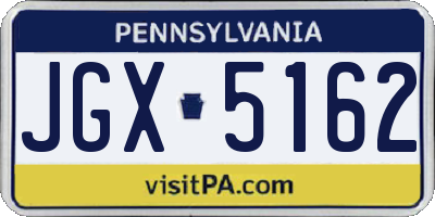 PA license plate JGX5162