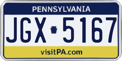 PA license plate JGX5167