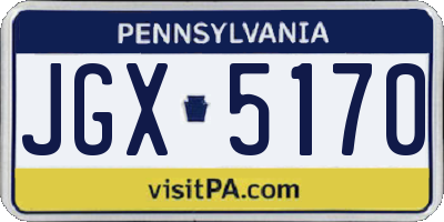PA license plate JGX5170