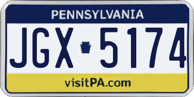 PA license plate JGX5174