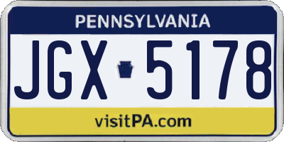 PA license plate JGX5178
