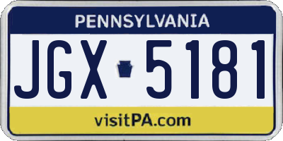 PA license plate JGX5181