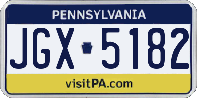 PA license plate JGX5182
