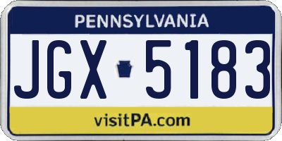 PA license plate JGX5183
