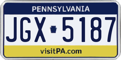PA license plate JGX5187