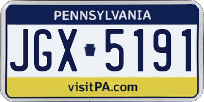 PA license plate JGX5191