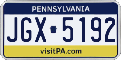 PA license plate JGX5192