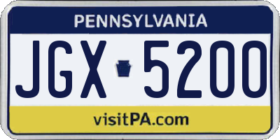 PA license plate JGX5200