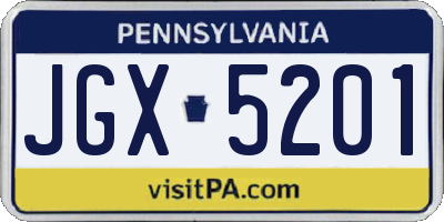 PA license plate JGX5201
