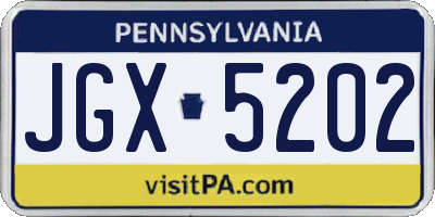 PA license plate JGX5202