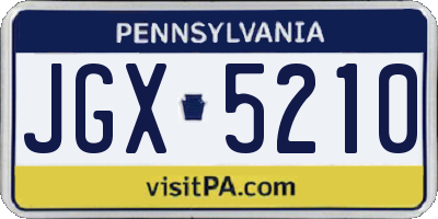 PA license plate JGX5210