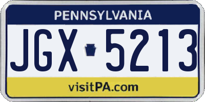 PA license plate JGX5213