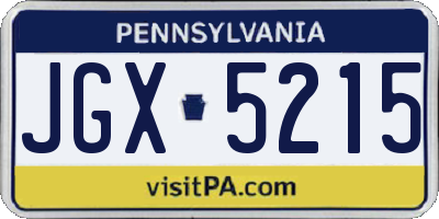 PA license plate JGX5215