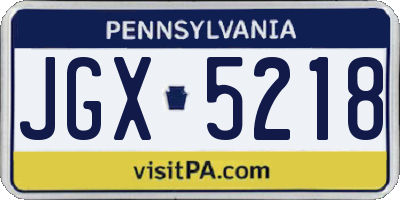 PA license plate JGX5218
