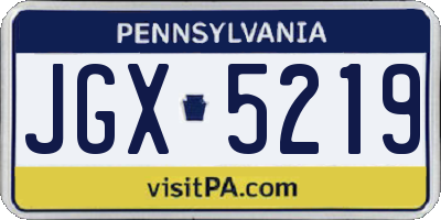 PA license plate JGX5219