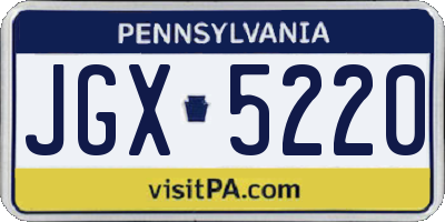 PA license plate JGX5220