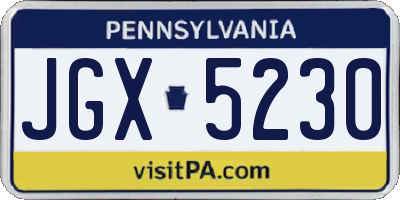 PA license plate JGX5230
