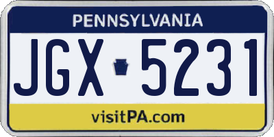PA license plate JGX5231
