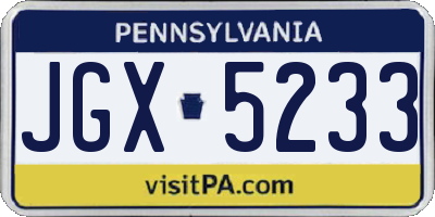 PA license plate JGX5233