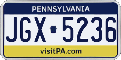 PA license plate JGX5236