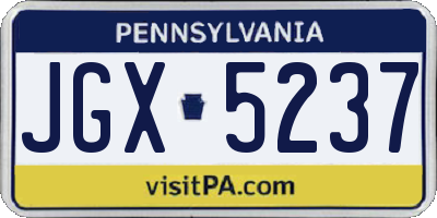 PA license plate JGX5237