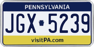 PA license plate JGX5239