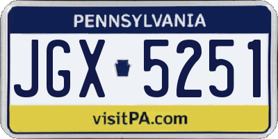 PA license plate JGX5251