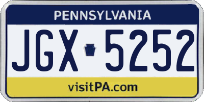 PA license plate JGX5252