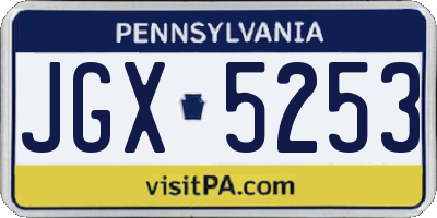 PA license plate JGX5253