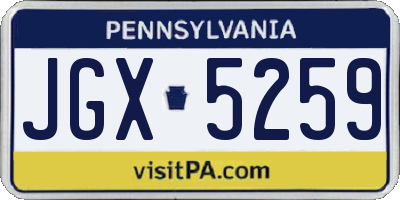 PA license plate JGX5259