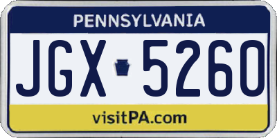 PA license plate JGX5260