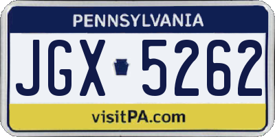 PA license plate JGX5262