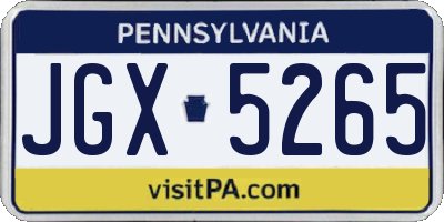 PA license plate JGX5265