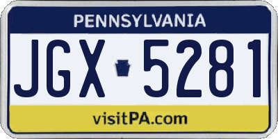 PA license plate JGX5281
