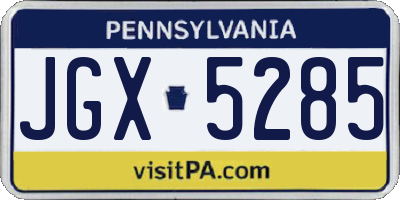 PA license plate JGX5285