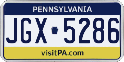 PA license plate JGX5286